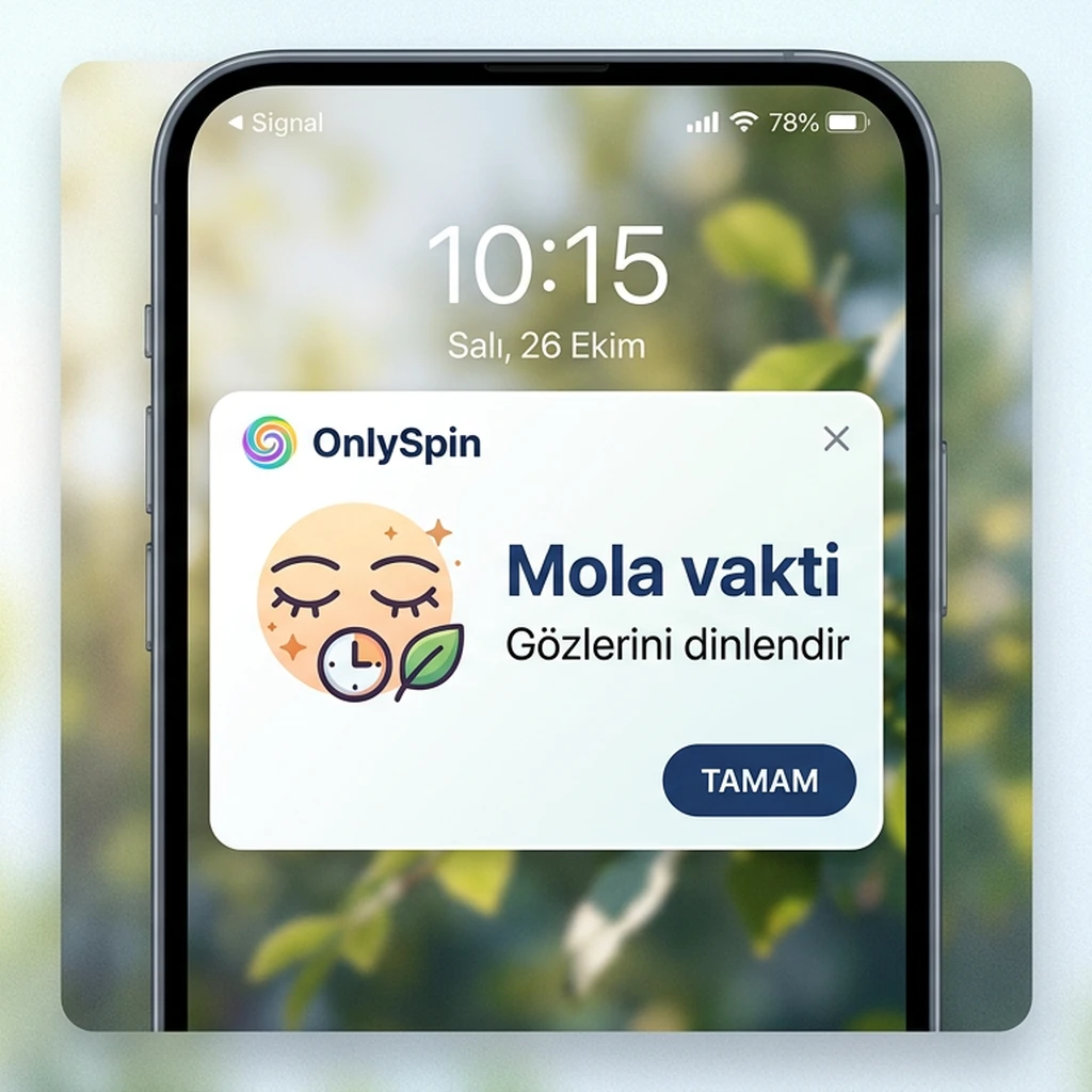 OnlySpin mola hatırlatıcısı bildirimi ekran görüntüsü