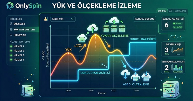 OnlySpin Dinamik Yük Dengelemesi ve Otomatik Ölçekleme Grafiği