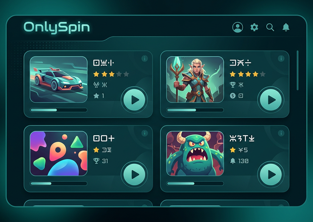 OnlySpin Platform Arayüzü ve Oyun Ekranı Önizlemesi